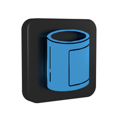 Blue Canned food icon isolated on transparent background. Food for animals. Pet food can. Black square button.