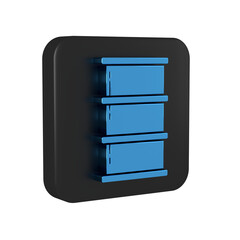 Blue Barrel oil icon isolated on transparent background. Black square button.