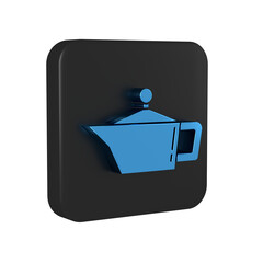 Blue Canister for motor machine oil icon isolated on transparent background. Oil gallon. Oil change service and repair. Black square button.