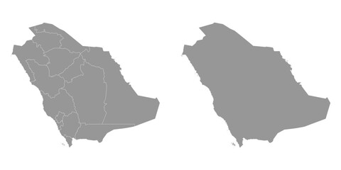 Saudi Arabia gray map with administrative divisions. Vector illustration.