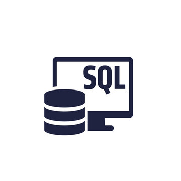 SQL icon with a database and computer