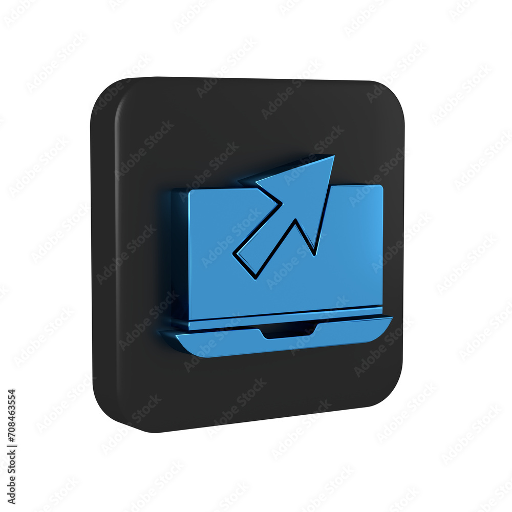 Poster blue laptop and cursor icon isolated on transparent background. computer notebook with empty screen 