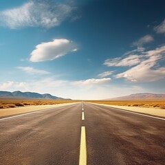 Naklejka premium Long and winding road through a desert landscape