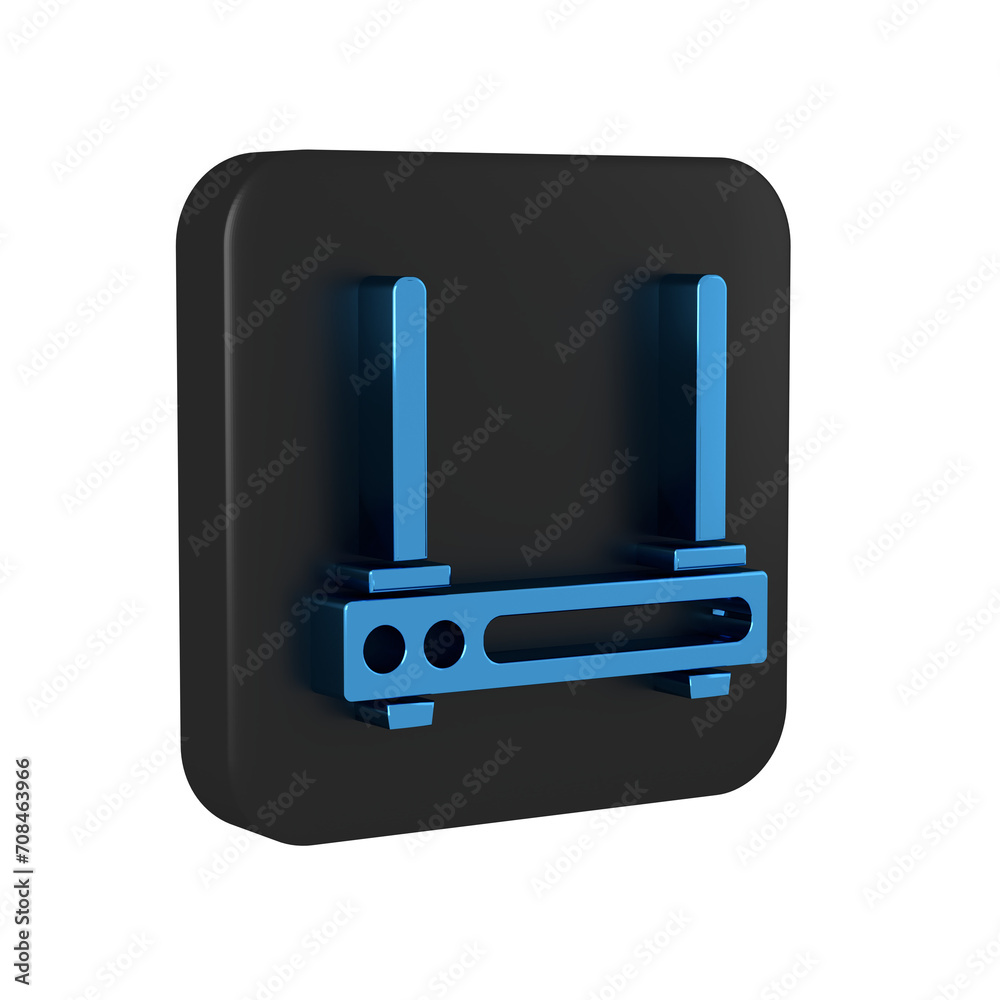 Poster blue router and wi-fi signal symbol icon isolated on transparent background. wireless ethernet modem