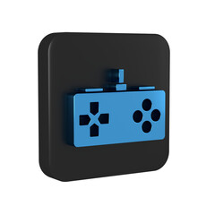 Blue Gamepad icon isolated on transparent background. Game controller. Black square button.