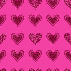 Set of seamless patterns with decorative hearts. Valentine s day vector background. EPS10