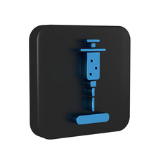 Blue Syringe icon isolated on transparent background. Syringe for vaccine, vaccination, injection, flu shot. Medical equipment. Black square button.