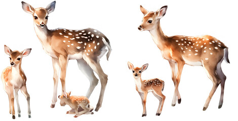 Naklejka na ściany i meble Watercolor baby reindeer clipart for graphic resources