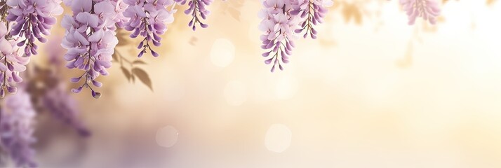 Wisteria organic eco natural background with text space. Natural website header or banner design in...