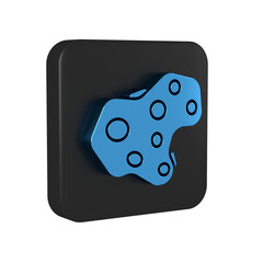 Blue Asteroid icon isolated on transparent background. Black square button.
