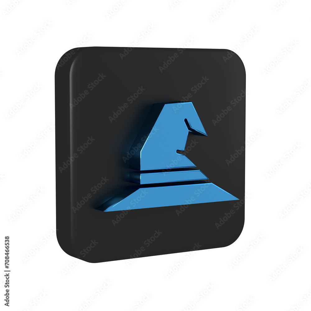 Canvas Prints blue witch hat icon isolated on transparent background. happy halloween party. black square button.