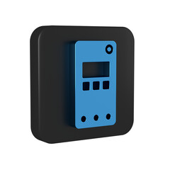 Blue Smartphone, mobile phone icon isolated on transparent background. Black square button.