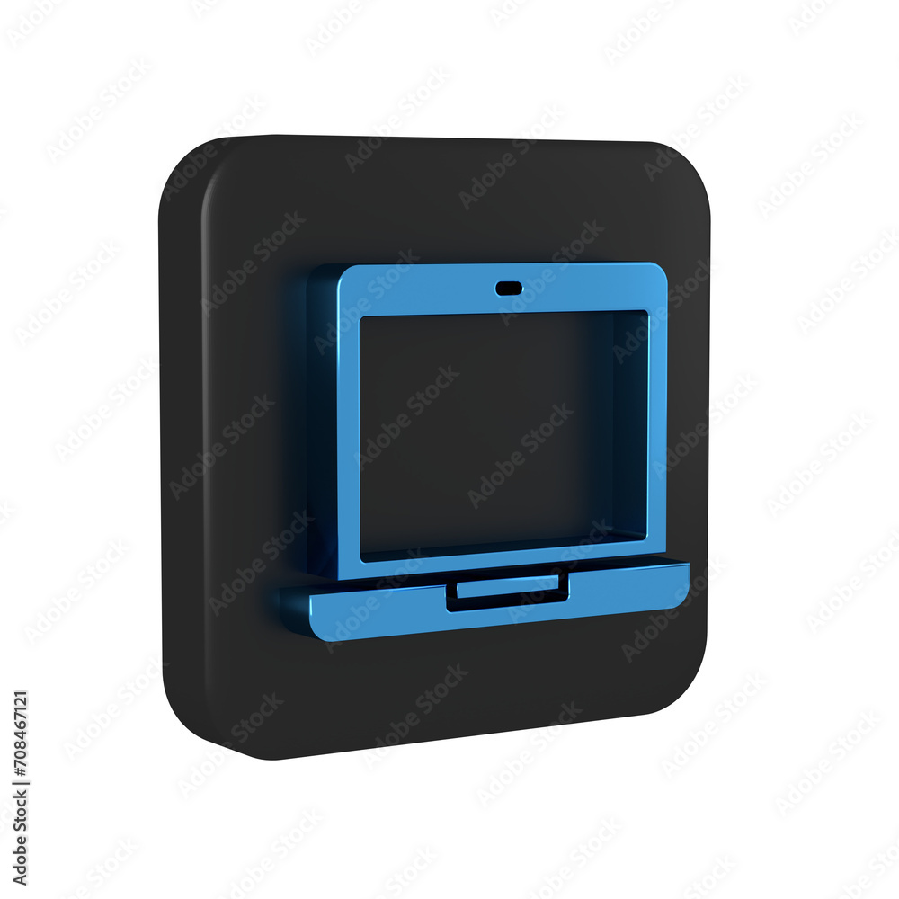 Poster blue laptop icon isolated on transparent background. computer notebook with empty screen sign. black