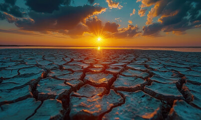 A global warming concept image showing the effect of changing environment,  - obrazy, fototapety, plakaty