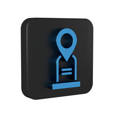 Blue Location grave icon isolated on transparent background. Black square button.