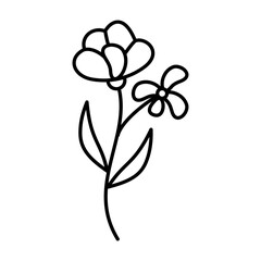 Cute Flower Lines Style Vector Illustration 