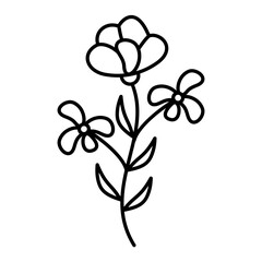 Cute Flower Lines Style Vector Illustration 