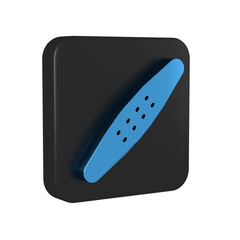 Blue Nail file pet icon isolated on transparent background. Professional treatment at home grooming for pet. Black square button.