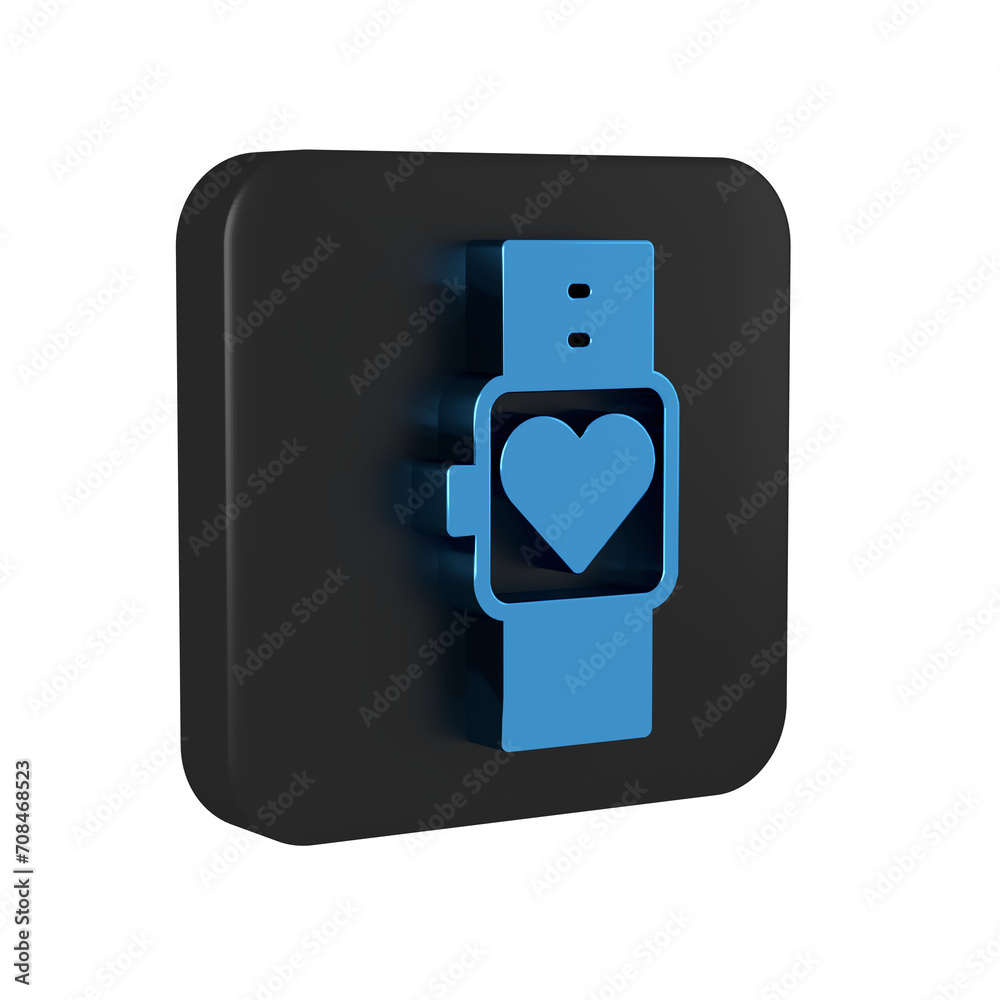 Canvas Prints blue smart watch showing heart beat rate icon isolated on transparent background. fitness app concep