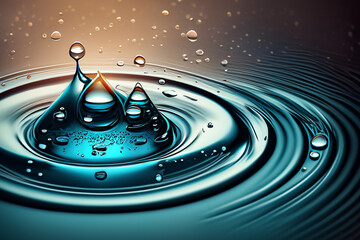 Water. Water drops on a surface. Splashes. World Water Day. March 22. 2024. Transparent liquid.