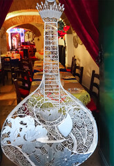 Fado decoration guitar with a restaurant in Lisbon in Portugal