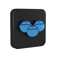 Blue Jewish sweet bakery icon isolated on transparent background. Hanukkah sufganiyot. Jewish easter cake. Black square button.