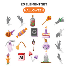 Illustration of halloween theme set elements