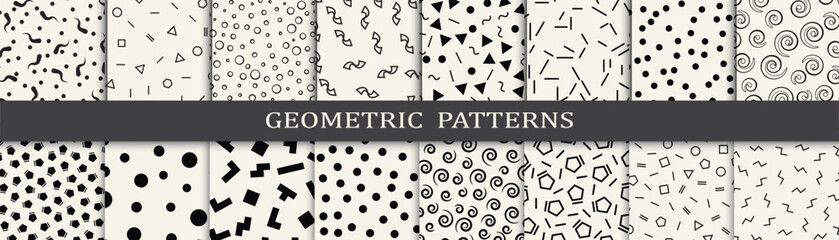 Memphis pattern seamless set