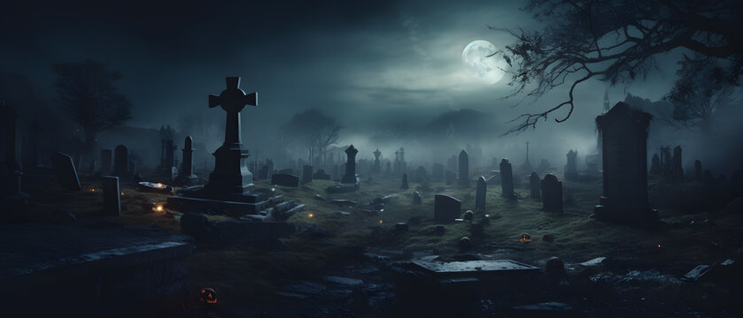 halloween night scene background © anan