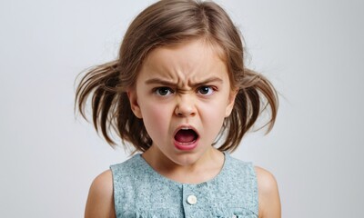 angry little girl, small child, children's emotions, portrait of children, angry child