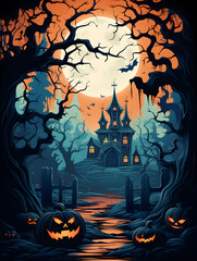 halloween night scene background