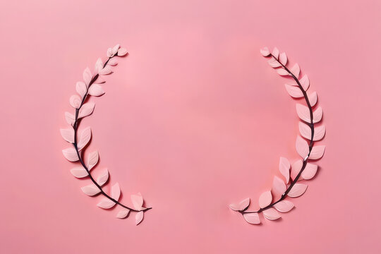 laurel wreath award pink empty background 