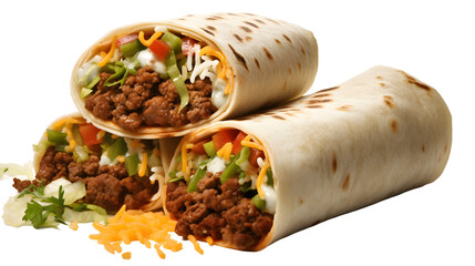 Beef Burrito, PNG, Transparent background, Food, Delicious, Yummy, Culinary, Gourmet, Fresh, Edible, Wrap, Top view, Mexican, Cuisine, Culinary art