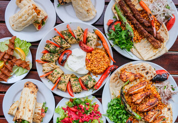 Meat dishes, pastries and Turkish appetizers