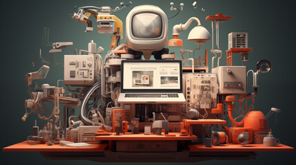 technology 3d illustration. generative ai