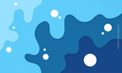abstract white and blue papercut layers background