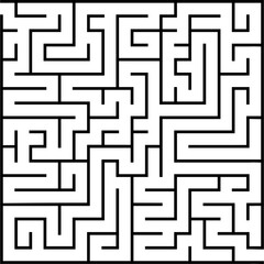 Labyrinth with enter and exit. Maze vector kids game. Square shape. Printable worksheet for kids. Early education practice. Hand writing prepearing game. Problem solving tasks for kids. Entertainment