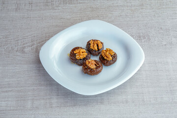 Fig jam dessert with walnuts