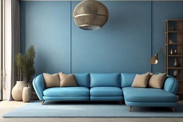 modern interior design with blue dcor