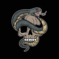 Snake skull bone head Illustration