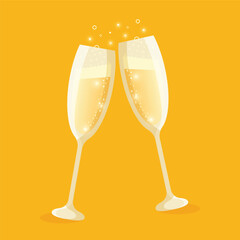 two glasses of champagne illustration