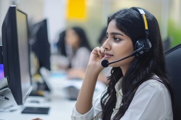 Customer Service Representative Working in a Call Center