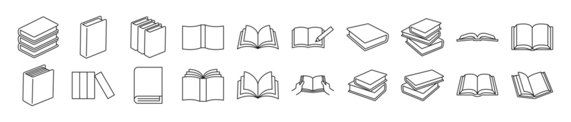 Icon set related to studying and books - obrazy, fototapety, plakaty