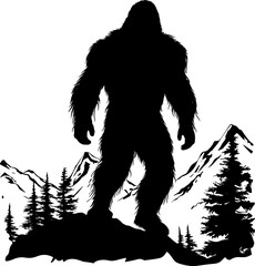 Bigfoot silhouette t shirt design. Vector illustration. AI generated illustration.