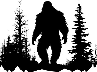 Bigfoot silhouette t shirt design. Vector illustration. AI generated illustration.