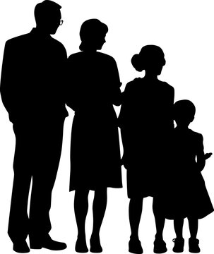 Vector silhouette of family on white background. AI generated illustration.