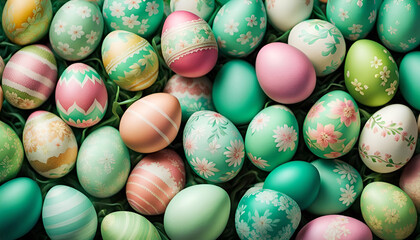 Beautiful colored easter eggs background