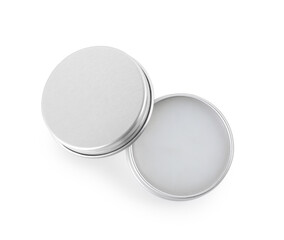 One lip balm isolated on white, top view - obrazy, fototapety, plakaty