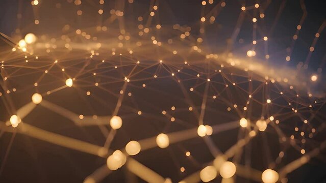 Abstract network connections with glowing nodes