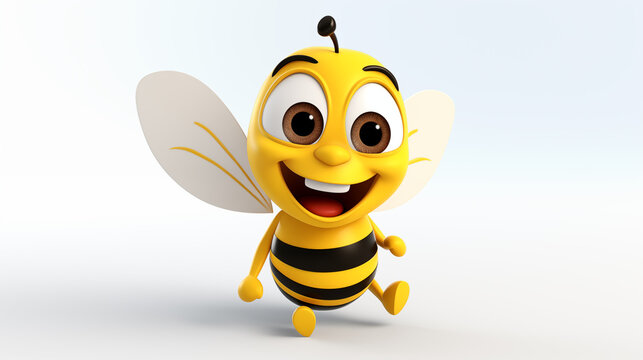 3d cartoon smiling bee 